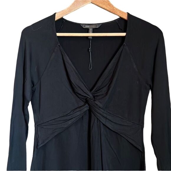 NWOT BCBGMAXAZRIA black top 3/4 sleeve top. - Picture 2 of 9